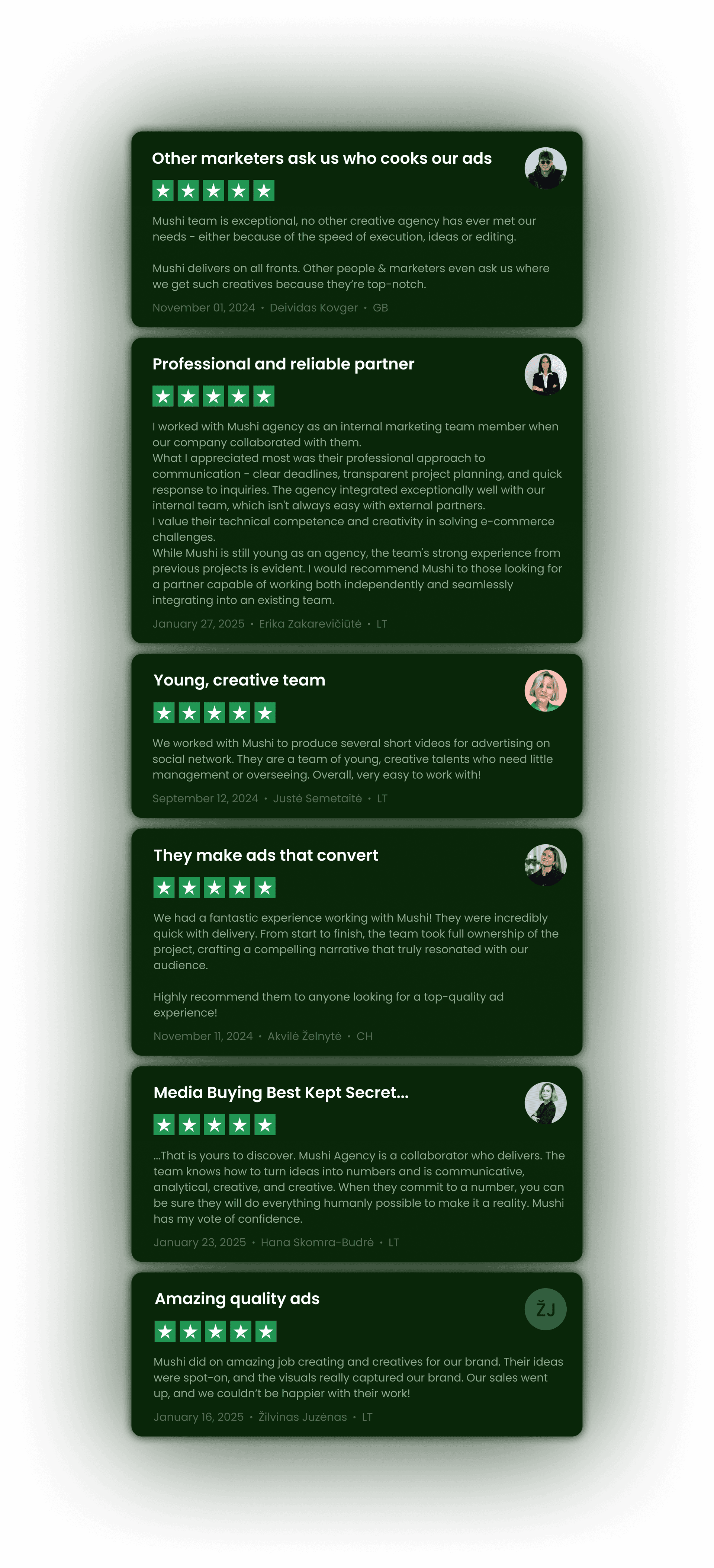 Customer testimonials